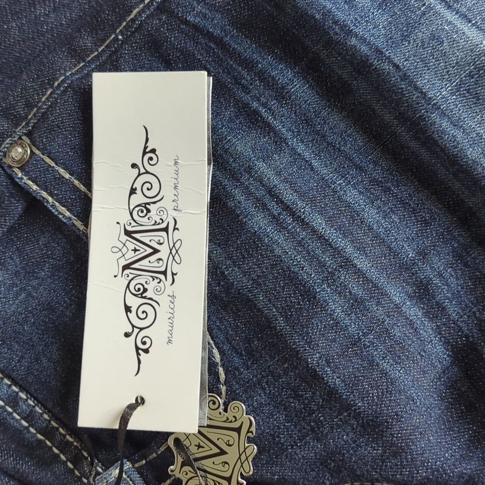 Maurice’s Premium Jeans Women 11/12 Reg Distressed Large Stitching New with Tags - Picture 3 of 13